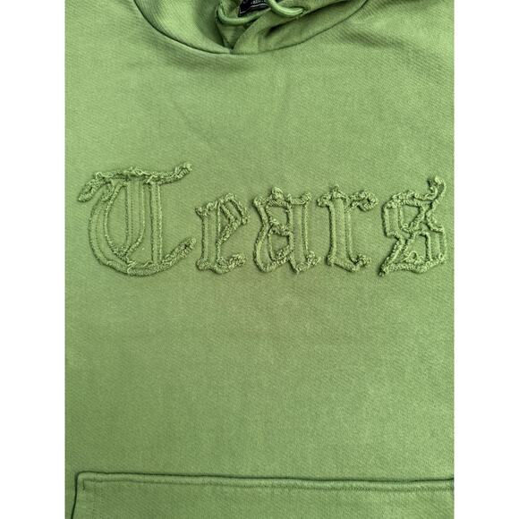 Denim Tears Hoodie Mens Large Green Cotton Embroidered Tears Pullover Sweatshirt - Picture 5 of 10